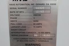 Haas VF-2SS 4-Axis CNC Vertical Machining Center, 12K Spindle, CAT 40, 24 Station SMTC, TSC, HRT210HS-CNC-HD Rotary Table