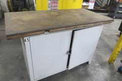 Work Bench with 2-Door Cabinet Base and Wood Top