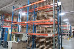 Pallet Racking Back to Back,  Teardrop Style (8) 16'x42" Uprights, (12) 8' Shelves with Wire Decking, *No Contents*