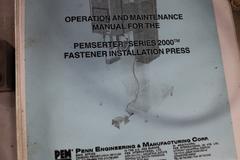 PEM Series 2000 Fastener Installation Press, 8 Ton Max Force, 24" Throat, Touch Screen Control, Vibratory Feeder Bowl, Remote Foot Trip
