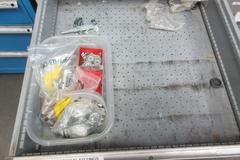 9 Drawer Cabinet with Contents: Fittings, Electrical Components.