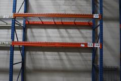 Pallet Racking, Teardrop Style (7) 14'x42" Uprights, (17) 8' Cross Members, Wire Decking, *No Contents*