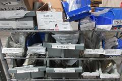 Rolling Wire Shelf with Contents of Assorted Hardware and Fasteners