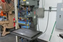 Edlund Model 2F15 30" Floor Model Drill Press, 15" Throat, 6" Hand Quill Feed, 38"x24.5" Adjustable Height Work Table with Oil Gutters, Variable Spindle Speeds 100-2400 RPM, 2HP Drive Motor, Remote Foot Jog