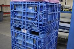 Uline Folding Plastic Crates 48"x45"x44" Filled with Foam Sheeting