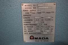 Amada S-2532 8'x11 Gauge Hydraulic Shear, Front Operated Power Backgauge, Squaring Arm