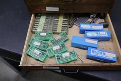 Plug and Go-No-Go Thread Guages in 4 Drawer Wood Cabinet