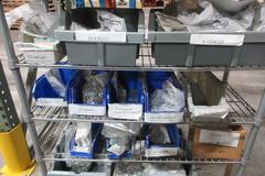 Rolling Wire Shelf with Contents of Assorted Hardware and Fasteners