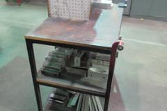 Work Table with 40 Taper Tool Vise and Contents including Large Assortment of Aluminum Vise Jaws
