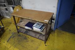 Steel Table with Wood Top, Lower Shelf
