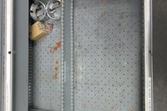 9 Drawer Cabinet with Contents: Fittings, Electrical Components.
