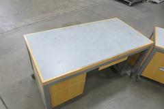 Metal Desks with Wood Tops, Portable on Casters