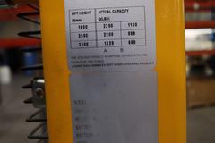 Uline H-2651 Electric Straddle Stacker Lift, 2,200# Cap, 63" Max Height, 50" Between Outriggers, 12 Volt Battery with Charger, 42" Forks