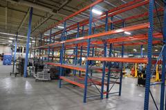 Pallet Racking (2) Bays Back-to-Back: (14) 14'H x 42" Uprights, Teardrop Style, (41) 8' Shelves, Wire Decking - NO CONTENTS