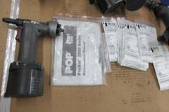 Pneumatic Pop Rivet Guns With Parts and Accessories **Unknown Working Order**