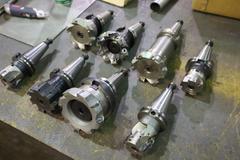 CT40 Taper Tool Holders: (8) with Assorted Insert Milling Cutters, 2", 3", 4" 