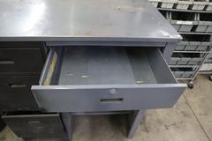 Metal Shipping Desk 4 Drawers and Lower Shelf