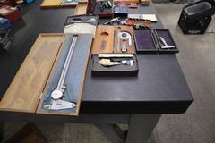 Assorted Measuring Tools, Micrometers, Chamfer Guage, Precision Protractor, Depth Mics, Bore Gauges, Thread Checkers and More