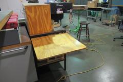 Metal Frame Work Bench with Contents Including Aluminum Vise Jaws and MORE
