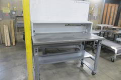 Metal Work Bench with 60" x 30" Metal To, Portable on Casters