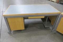 Metal Desks with Wood Tops, Portable on Casters