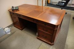 Office Desk, Credenza, Book Case, Lateral File Cabinet Table  (3) Pieces - NO CONTENTS