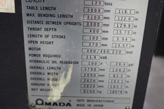 Amada FBD-1253E CNC Hydraulic Press Brake, 138 Ton x 122", Up-Acting, NC9-EXII Controls, Light Curtains