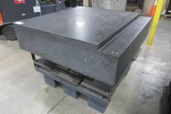 Granite Surface Plate with Drilled and Tapped Holes on Stand- 48" x 40" x 12" Thick Working Surface