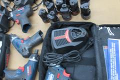 Bosch 1/4" Impact Driver PS21 (6), with 12V lithium Ion Batteries (14) and Chargers (8)
