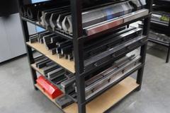 Press Brake Dies and Lower Die Holders for Amada Press Brakes on Welded Steel Shelving