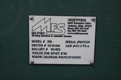 Milford Orbitform #256 Riveter, Feed Bowl, Tooling, Remote Foot Trip