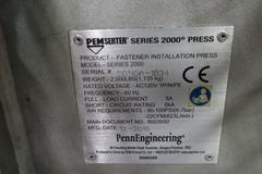 PEM Series 2000 Fastener Installation Press, 8 Ton Max Force, 24" Throat, Touch Screen Control, Vibratory Feeder Bowl, Tooling, Remote Foot Trip