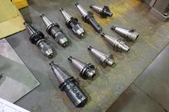 CT40 Taper Tool Holders: (3) Keyless Drill Chucks, (7) End Mill Holders
