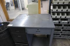 Metal Shipping Desk 4 Drawers and Lower Shelf