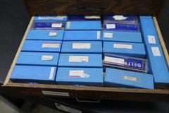 Plug and Go-No-Go Thread Guages in 4 Drawer Wood Cabinet