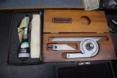 Assorted Measuring Tools, Micrometers, Chamfer Guage, Precision Protractor, Depth Mics, Bore Gauges, Thread Checkers and More
