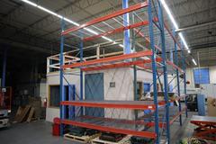Pallet Racking: (2) 16' H x 48" W Uprights, Tear-Drop Style, (4) 12' Shelves, Wire Decking - NO CONTENTS