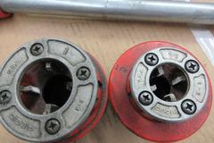 Rigid Large Pipe Cutter and Pipe Threading Ratchet and Dies, 1/2", 3/4", 1"