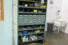Metal Shelving Unit with Contents including Hardware, Threaded Rod and MORE