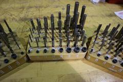 (3) Wood Dividers with Drills, Taps and End Mills