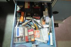 Rousseau Rolling Workbench with Maple Top, 4-Drawers, 1-Cabinet and Contents