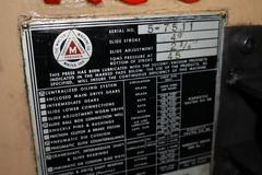 Minster No5 OBI Punch Press, 45 Ton, Single Crank, FLywheel, Air-Clutch, Dual Palms