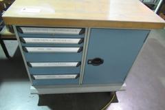 Rousseau Rolling Workbench with Maple Top, 4-Drawers, 1-Cabinet and Contents