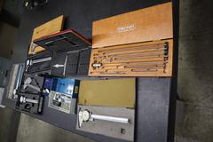Assorted Inspection Tools, Dial Calipers, Dial Indicator, Depth Micrometer, 1" Micrometer, Bore Micrometer