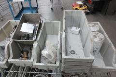 Rolling 3 Shelf Wire Racking with Contents, Plastic Bins, Miscellaneous Fittings and Hardware