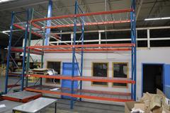 Pallet Racking: (3) 16'H x 48" Uprights, Tear-Drop Style, (8) 8' SHelves, Wire Decking