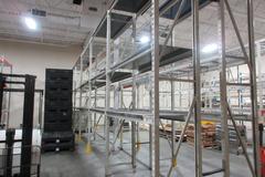 Pallet Racking Back to Back, Tab and Slot Style (12) 14'x32" Uprights, (30) 8' Shelves with Wire and Steel Plate Decking, *No Contents*