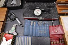 Assorted Measuring Tools, Micrometers, Chamfer Guage, Precision Protractor, Depth Mics, Bore Gauges, Thread Checkers and More