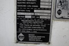 Baker XTR Stand-Up Electric Forklift, 4,000 Lb Cap, 21" Reach, 180" Max Lift Height, 