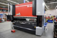 Amada HG 1303 CNC Hydraulic Press Brake, 143 Ton x 112.4", Down-Acting, AMNC 3i Control, 6-Axis BG, Curtains